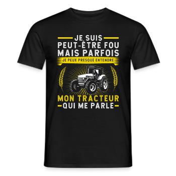 Tracteur Qui Parle Humour Fermier Agriculteur - T-shirt homme - noir - Devant - AI Model Male 178 light (178cm)