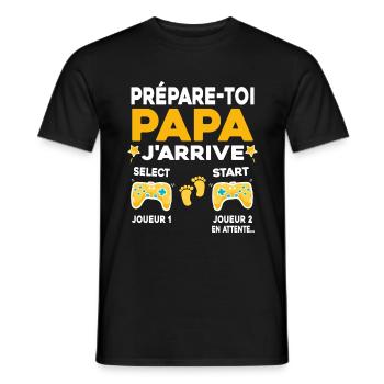 Futur Papa Gamer Cadeau Annonce Grossesse Père - T-shirt homme - noir - Devant - AI Model Male 178 light (178cm)