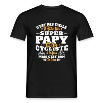 Super Papy Humour Cycliste Vélo Drole Cyclisme - T-shirt homme - noir - Devant - AI Model Male 178 light (178cm)