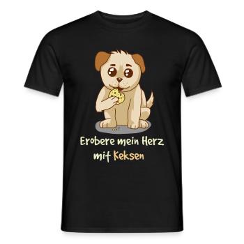 Conquer My Heart with Cookies Fantasy HUnde - Men's T-Shirt - black - Front - AI Model Male 178 light (178cm)