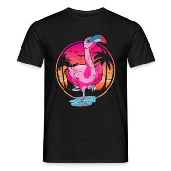 Summer Sunset Animal Gift Flamingo - Men's T-Shirt - black - Front - AI Model Male 178 light (178cm)
