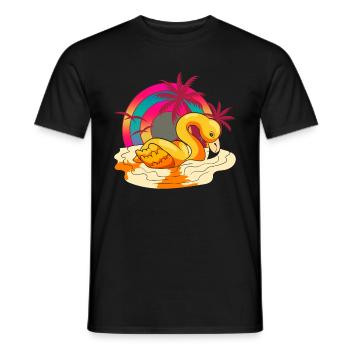 80er Synthwave Tropen Sommer Tier Rosa Flamingo - Männer T-Shirt - Schwarz - Vorne - AI Model Male 178 light (178cm)
