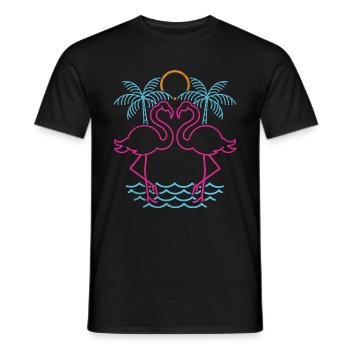 Amoureux des animaux Cadeau Oiseau Rétro Rose Flamant Rose - T-shirt homme - noir - Devant - AI Model Male 178 light (178cm)