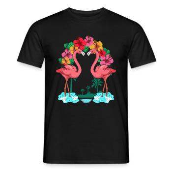 Vogel Zoo Tier Geschenk Sommer Blumen Flamingo - Männer T-Shirt - Schwarz - Vorne - AI Model Male 178 light (178cm)