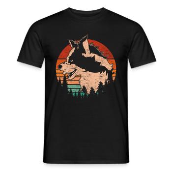 Aussie Dog Gift Retro Australian Shepherd - Men's T-Shirt - black - Front - AI Model Male 178 light (178cm)
