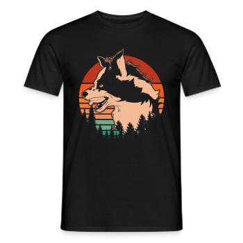 Retro Dog Gift Dog Motif Australian Shepherd - Men's T-Shirt - black - Front - AI Model Male 178 light (178cm)