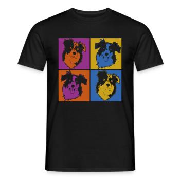 Pop Art Dog Gift Aussie Australian Shepherd - Men's T-Shirt - black - Front - AI Model Male 178 light (178cm)