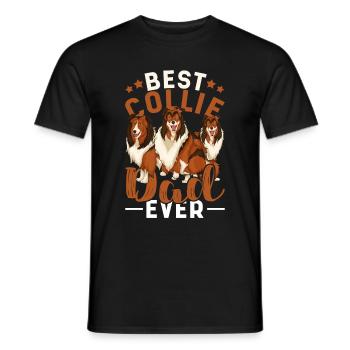Chien Amoureux Fête des Pères Cadeau Chien Papa Collie - T-shirt homme - noir - Devant - AI Model Male 178 light (178cm)