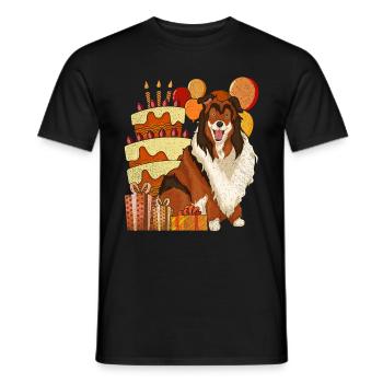Long Hair Collie Dog Birthday Gift Idea Collie - Men's T-Shirt - black - Front - AI Model Male 178 light (178cm)