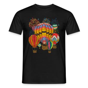 Ballonfahrt Feuerwerk Ballon Pilot Heißluftballon - Männer T-Shirt - Schwarz - Vorne - AI Model Male 178 light (178cm)