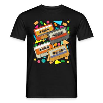 80s Theme Party Gift Retro Music Cassette - Men's T-Shirt - black - Front - AI Model Male 178 light (178cm)