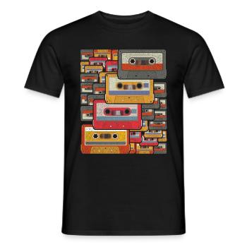 Cassette rétro - T-shirt homme - noir - Devant - AI Model Male 178 light (178cm)