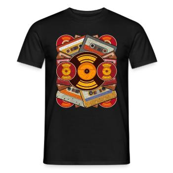 Cassette cadeau rétro eighties de musique des années 80 - T-shirt homme - noir - Devant - AI Model Male 178 light (178cm)