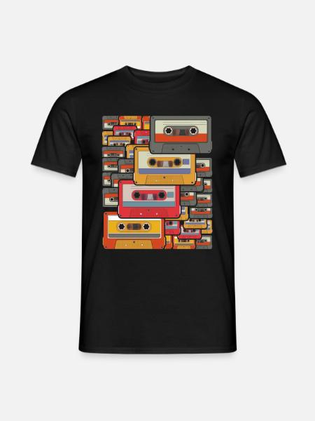 Retro Kassette Geschenk 80er Jahre Musik Kassette - Männer T-Shirt - Schwarz
