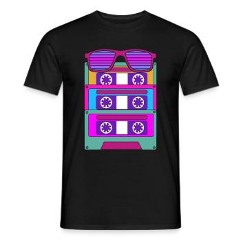 Rétro 80s Thème Costume Costume Gift Cassette - T-shirt homme - noir - Devant - AI Model Male 178 light (178cm)