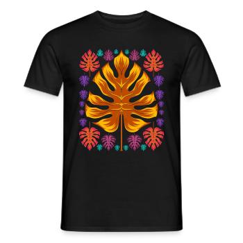 Monstera feuilles Plante tropicale Monstera Deliciosa - T-shirt homme - noir - Devant - AI Model Male 178 light (178cm)