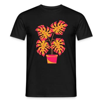 Plante en pot Tropical Monstera Deliciosa Monstera - T-shirt homme - noir - Devant - AI Model Male 178 light (178cm)