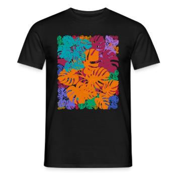 Plantes Feuilles tropicales Monstera Deliciosa - T-shirt homme - noir - Devant - AI Model Male 178 light (178cm)