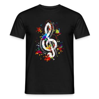 Violon Coloré Clef Musique Clef - T-shirt homme - noir - Devant - AI Model Male 178 light (178cm)