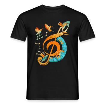 Oiseaux Violon Clef Musique Clef - T-shirt homme - noir - Devant - AI Model Male 178 light (178cm)