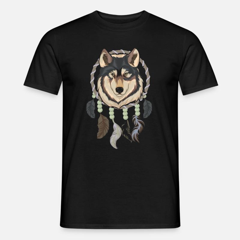 Tiermotiv Geschenk Wolf Traumfänger - Männer T-Shirt - Schwarz