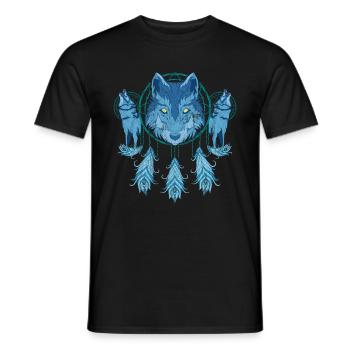Predator Dream Catcher Animal Motif Gift Wolf - Men's T-Shirt - black - Front - AI Model Male 178 light (178cm)
