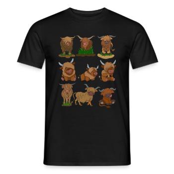 Scottish Highland Cattle - Men's T-Shirt - black - Front - AI Model Male 178 light (178cm)