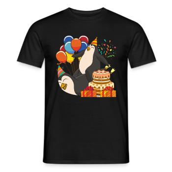 Cadeau de fête d’anniversaire Animal Penguin - T-shirt homme - noir - Devant - AI Model Male 178 light (178cm)