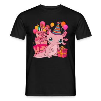 Fête d’anniversaire Cadeau Animal Axolotl - T-shirt homme - noir - Devant - AI Model Male 178 light (178cm)