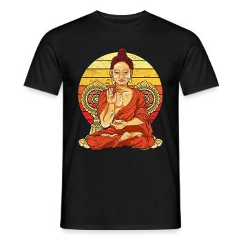 Retro Buddha - Männer T-Shirt - Schwarz - Vorne - AI Model Male 178 light (178cm)