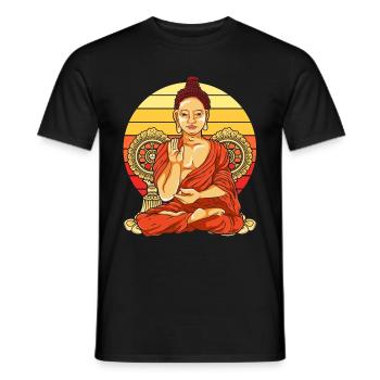 Buddhist Geschenk Meditation Retro Buddha - Männer T-Shirt - Schwarz - Vorne - AI Model Male 178 light (178cm)