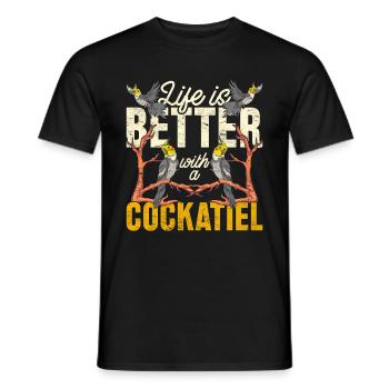 Parrot Pet Bird Gift Cockatiel - Men's T-Shirt - black - Front - AI Model Male 178 light (178cm)