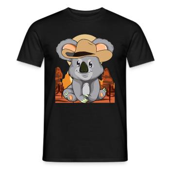 Animal Lover Cowboy Gift Koala Bear - Men's T-Shirt - black - Front - AI Model Male 178 light (178cm)
