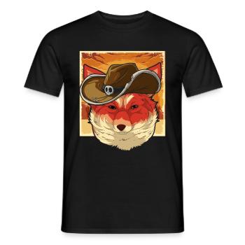 Animal Lover Cowboy Gift Fox - Men's T-Shirt - black - Front - AI Model Male 178 light (178cm)