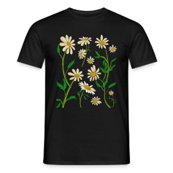 Garden Flowers Blossom Daisy Gift Botany - Men's T-Shirt - black - Front - AI Model Male 178 light (178cm)