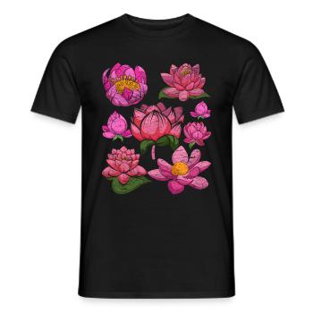 Lotus Blossom Garden Flowers Gardener Gift Botany - Men's T-Shirt - black - Front - AI Model Male 178 light (178cm)