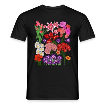 Wildblumen Bunte Blumen Blüten Geschenk Botanik - Männer T-Shirt - Schwarz - Vorne - AI Model Male 178 light (178cm)