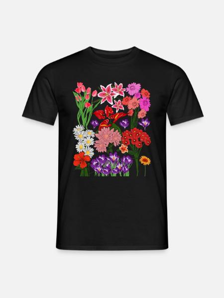 Wildblumen Bunte Blumen Blüten Geschenk Botanik - Männer T-Shirt - Schwarz
