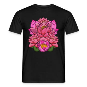 Botanist Lotus Blossoms Gardener Gift Botany - Men's T-Shirt - black - Front - AI Model Male 178 light (178cm)