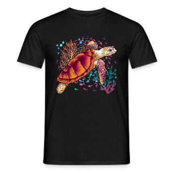 Cadeau animal de mer coloré Tortue animale - T-shirt homme - noir - Devant - AI Model Male 178 light (178cm)
