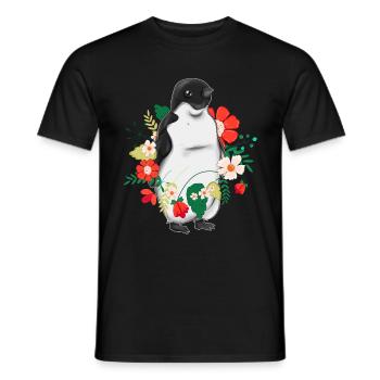 Zoo Tier Blumen Blüten Geschenk Niedliches Pinguin - Männer T-Shirt - Schwarz - Vorne - AI Model Male 178 light (178cm)