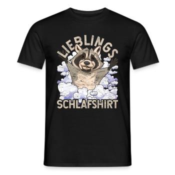 Nachteule Waschbär Geschenk Lieblings Schlafshirt - Männer T-Shirt - Schwarz - Vorne - AI Model Male 178 light (178cm)