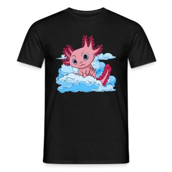 Amphibians Salamander Animal Gift Clouds Axolotl - Men's T-Shirt - black - Front - AI Model Male 178 light (178cm)