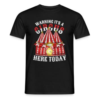 Attention, here is a circus today Funny circus - Men's T-Shirt - black - Front - AI Model Male 178 light (178cm)