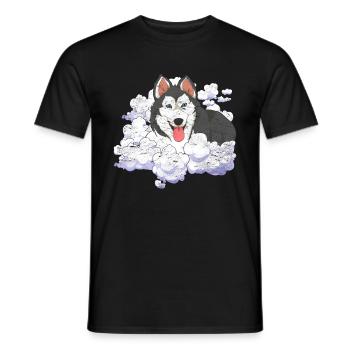 Pet Siberian Dog Gift Clouds Husky - Men's T-Shirt - black - Front - AI Model Male 178 light (178cm)