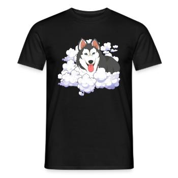 Siberian Sled Dog Gift Clouds Husky - Men's T-Shirt - black - Front - AI Model Male 178 light (178cm)
