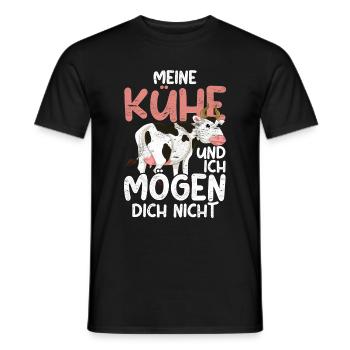 Meine Kühe und ich mögen dich nicht Lustiges Kuh - Männer T-Shirt - Schwarz - Vorne - AI Model Male 178 light (178cm)