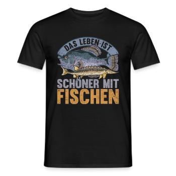 Das Leben ist schöner mit Fischen Lustiges Fisch - Männer T-Shirt - Schwarz - Vorne - AI Model Male 178 light (178cm)
