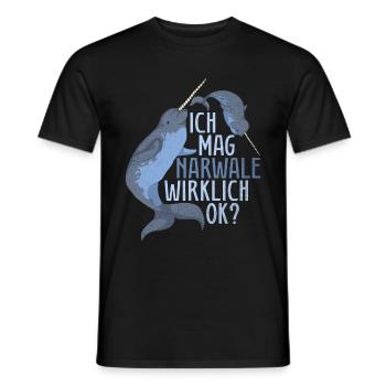 Ich mag Narwale wirklich ok Ozean Tier Narwal - Männer T-Shirt - Schwarz - Vorne - AI Model Male 178 light (178cm)