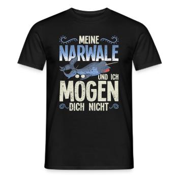 Meine Narwale und ich mögen dich nicht Narwal - Männer T-Shirt - Schwarz - Vorne - AI Model Male 178 light (178cm)